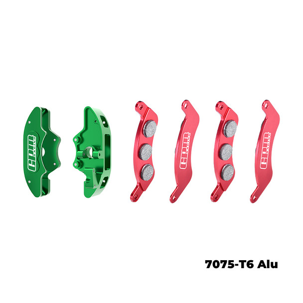 GPM Alum Front Brake Calipers & Brake Pads (Left & Right) Green for 1/6 Sand Car