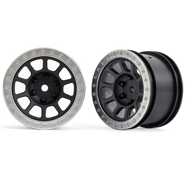Traxxas 2480 2.2" Graphite Gray & Satin Chrome Beadlock Rear Wheels (2) : Bandit