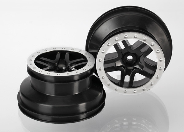 Traxxas 5884 Wheels SCT Split-Spoke Black Satin Chrome 2WD Rear (2) : Slash VXL
