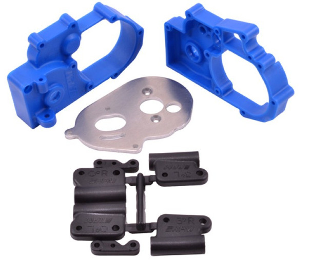 RPM 73615 Gearbox Housing/Rear Mounts Blue Slash 2wd, 2wd Stampede, E-Rustler & Bandit