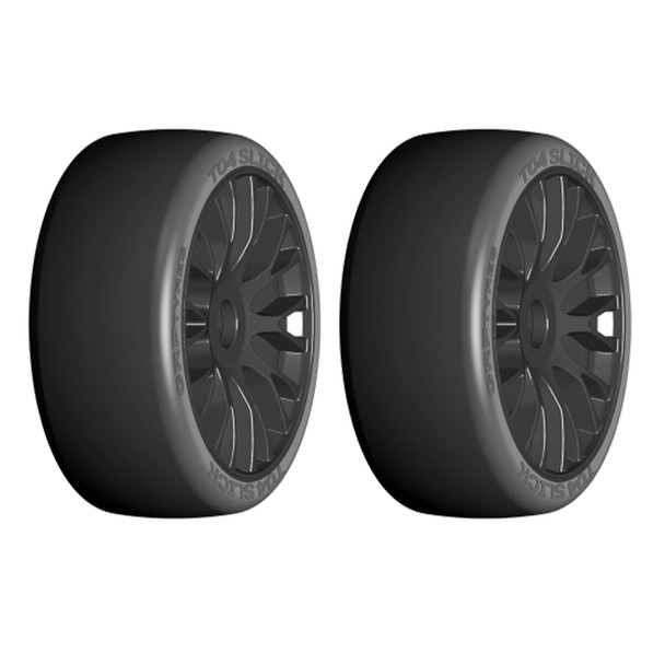 GRP GTX04-XB2 1:8 GT T04 SLICK - XB2 Extra Soft Tire w/ 20 Spoked Black Wheel (2)