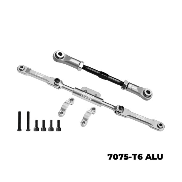 GPM Alum Servo Link & Front Steering Link Set Silver for Vanquish 1/10 H10 Optic Yokohama