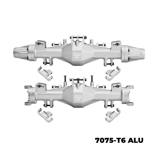GPM Alum 7075-T6 Alloy Quick Release F&R Axle Housing Set Silver for Losi 1:8 LMT