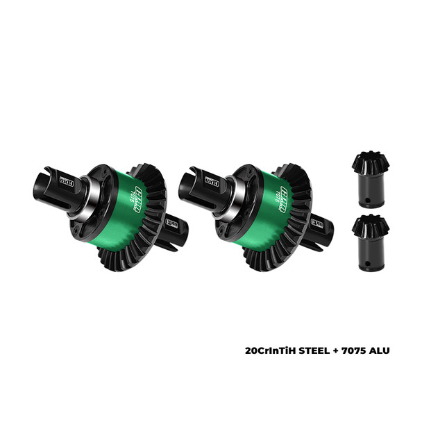 GPM Front & Rear Complete Differential 30/9T Green for Arrma 1/5 Kraton/Outcast