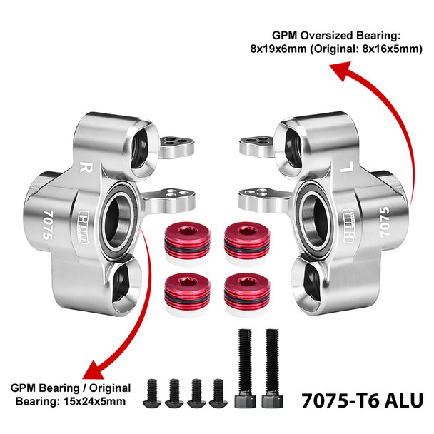GPM 7075-T6 Aluminum Front Steering Block Silver for ARRMA 1/8 Kraton 6S EXB