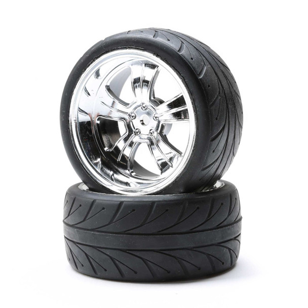 Losi LOS43039 Mounted RR 5-Spoke Wheel / Tire 54x30mm Chrome (2)