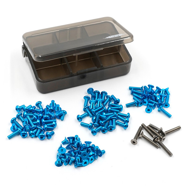 Yeah Racing TSAS-0051BU 7075 Aluminum & Titanium Screw Set w/Box for Tamiya TRF421X