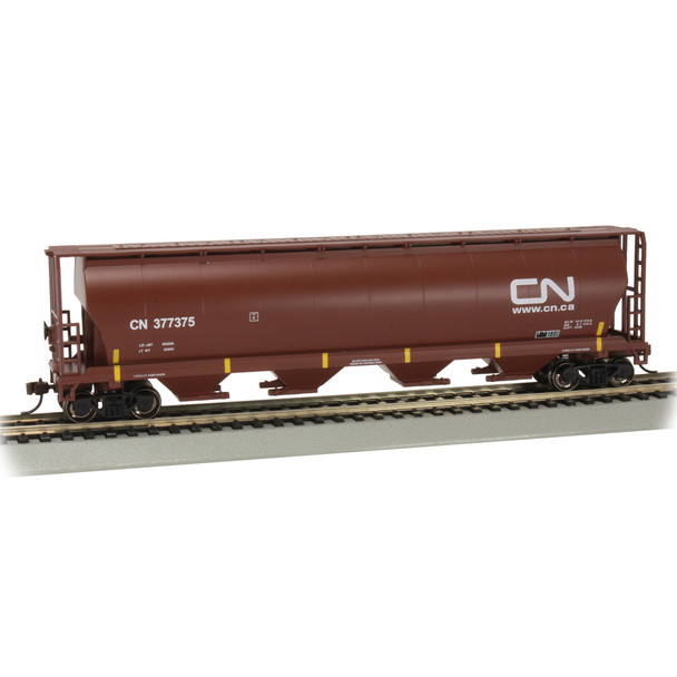 Bachmann 19103 Canadian 4 Bay Cylindrical Grain Hopper - CN #377375 (Oxide Red) HO Scale