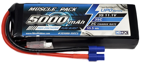 NHX Muscle Pack 3S 11.1V 5000mAh 35C Lipo Battery w/ EC3 Connector