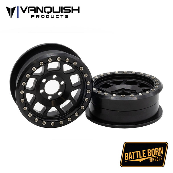 Vanquish VPS08260 2.2 Aluminum Battle Born Whiskey Beadlock Wheels Black (2)