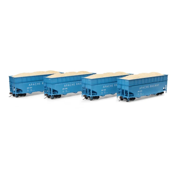 Athearn ATH-1291 40' Wood Chip Hopper w/ Load (4) - Apache Railway HO Scale