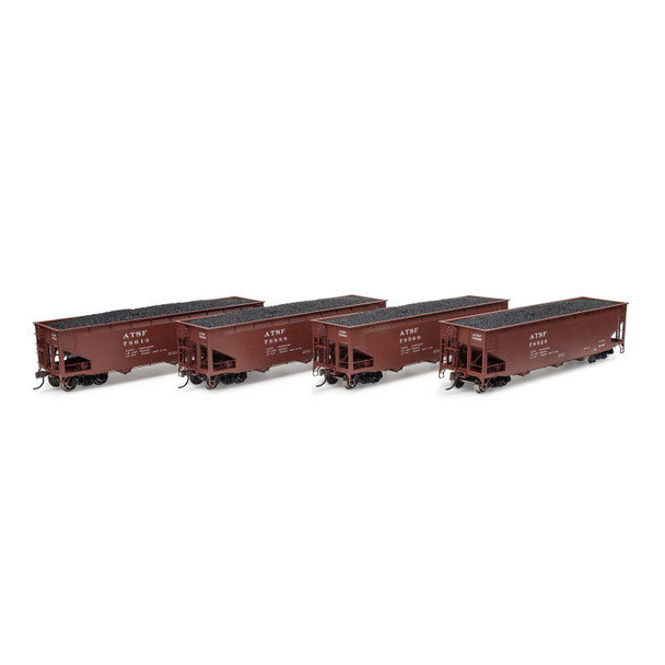 Athearn ATH33078 40' Offset Coal Hopper w/ Load (4) - Santa Fe #1 HO Scale