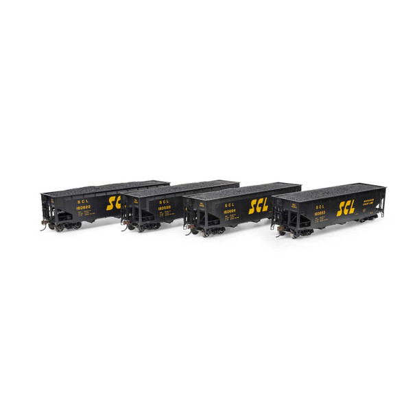 Athearn ATH33090 40' Offset Coal Hopper w/ Load (4) - Seaboard Coast Line #1 HO Scale