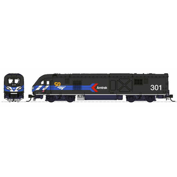 Kato 1766050 ALC-42 Charger Amtrak "Day One" 50th Anniversary #301 Locomotive N Scale