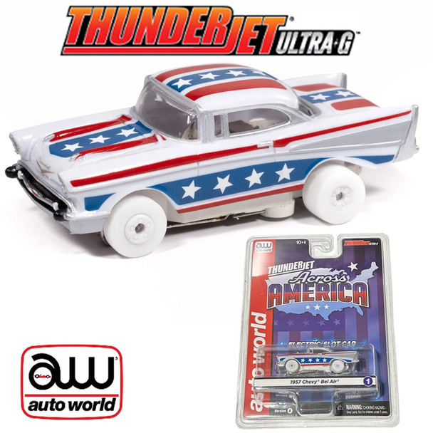 Auto World Thunderjet 1957 Chevy Bel Air iWheels HO Scale Slot Car