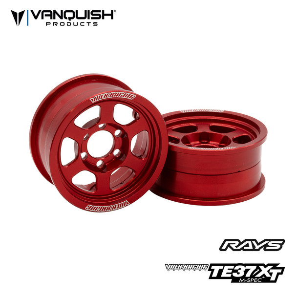 Vanquish VPS08523 1.9 Aluminum Volk TE37XT M-SPEC Beadlock Wheels Red (2)