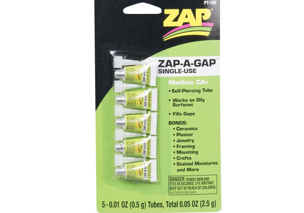 Pacer PT105 Zap-a-Gap CA+ Single Use Tubes .01oz (5)