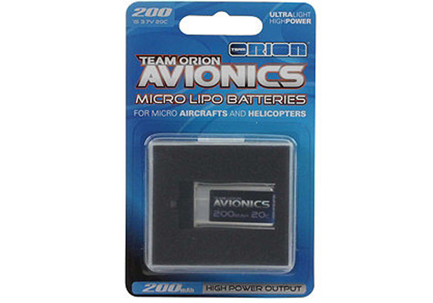 TEAM ORION Avionics LiPo Battery 200mAh 3.7V 20C Micro Helis / Planes ORI60099