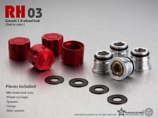 Gmade GM70131 1.9 RH03 wheel hubs Red (4)