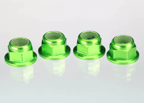 Traxxas 1747G Nuts 4mm Flanged Nylon Locking (4) Green