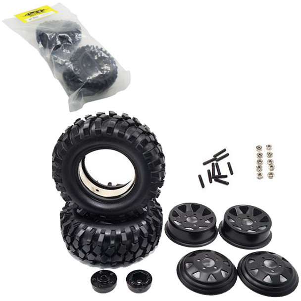 Yeah Racing WL-0097 1.9 Inch Mass Aluminum Wheels w/Tires (2) 1/10 RC Crawler