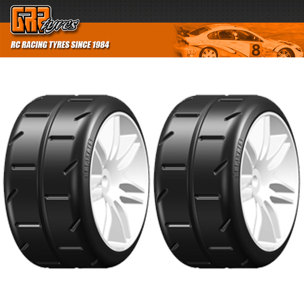 GRP GWH02-S5 1:5 TC W02 REVO S5 Soft Belted Tire w/ Wheel White (2)
