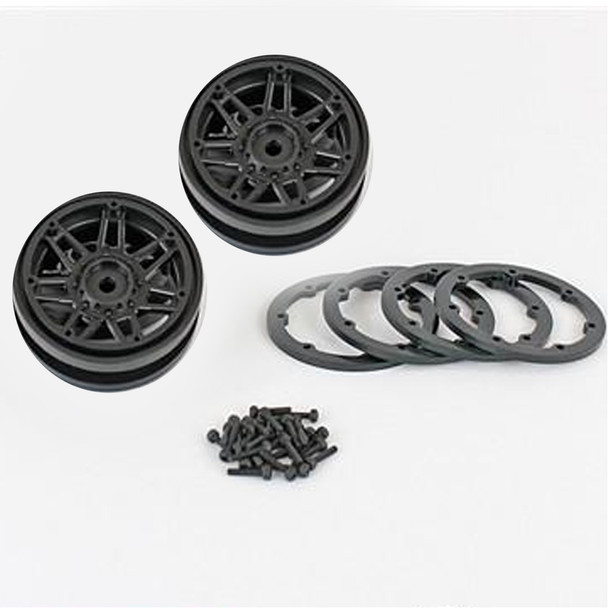 PITBULL 2.2 Raceline Black Beadlock Wheels #931 Injector w/ Rings PBW22931BB