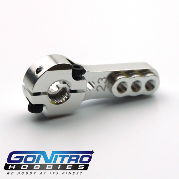 Go Nitro Hobbies 23T 3 Hole Alum. Heavy Duty Servo Arm Silver JR /Airtronics /KO