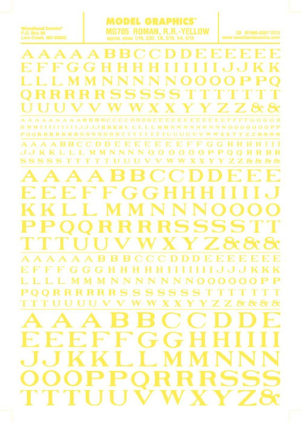 Woodland Scenics Roman R.R. Letters Yellow 1/16-5/16 MG705