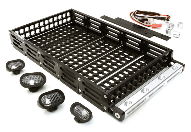 Integy C26768BLACK 1/10 Alloy Luggage Tray 192x107x24mm w/ 4 LED Spot Light Set