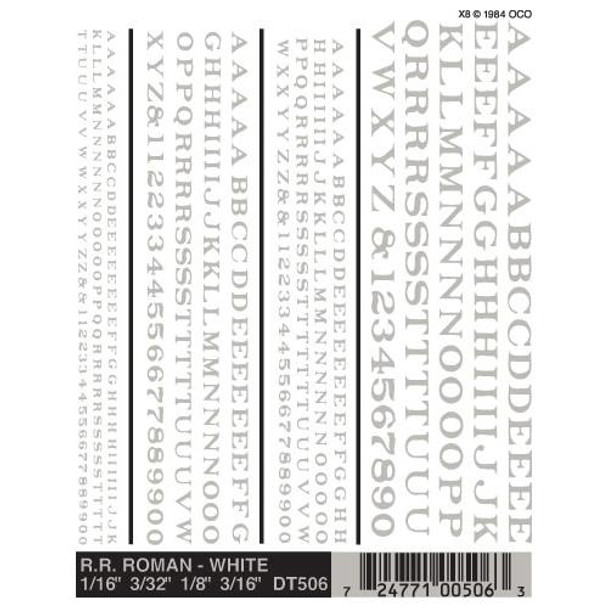 Woodland Scenics RR Roman White Decals 1/16-3/16 DT506