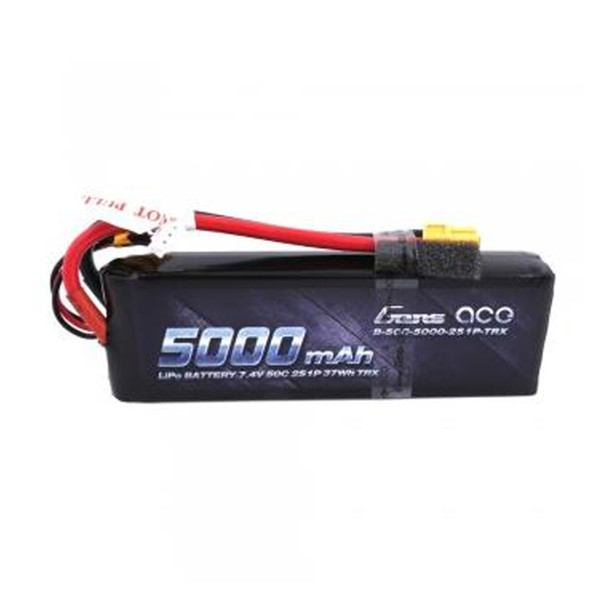 Gens ace 5000mAh 7.4V 50C 2S 1P Lipo Battery Pack with XT60 plug