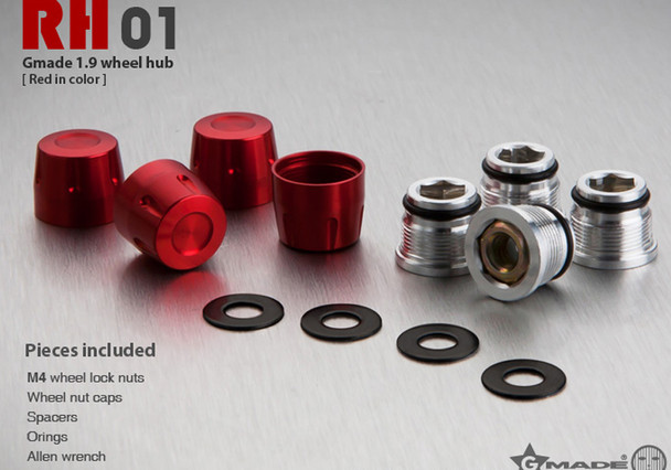 Gmade GM70111 1.9 RH01 wheel hubs Red (4)