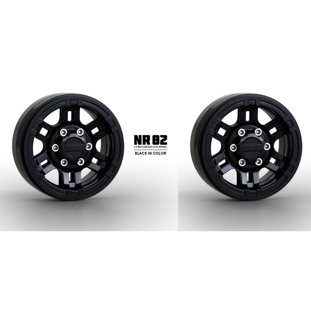 Gmade GM70264 1.9" NR02 12mm Hex Black Beadlock Wheels (2) for 1.9" Tires