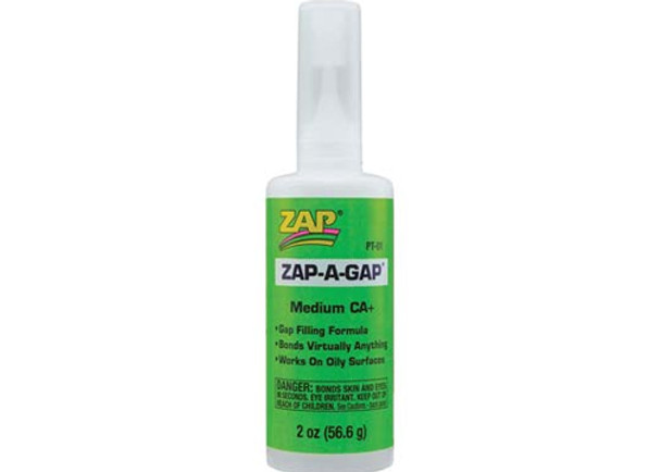 Pacer Zap Adhesives Zap-A-Gap CA+ Glue Medium 2 oz PT01