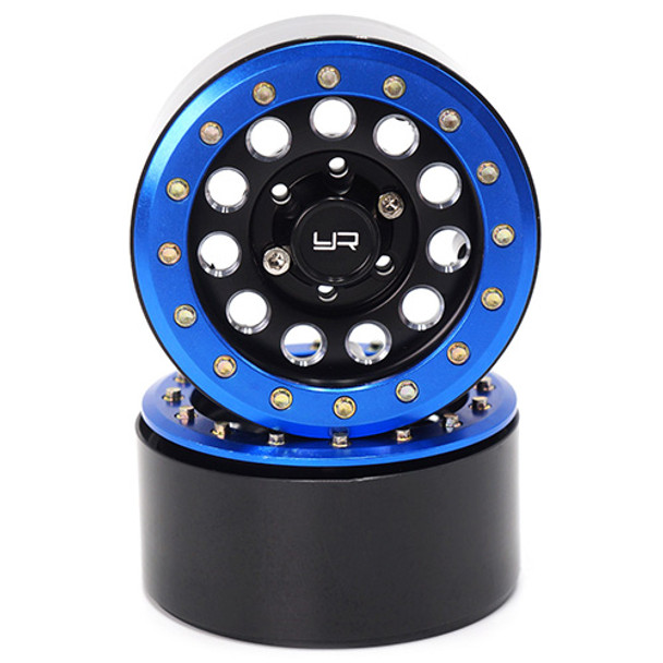 Yeah Racing WL-0117BU 1.9 Alum CNC F-RG Beadlock Wheel w/Wheel Hub (2) Blue