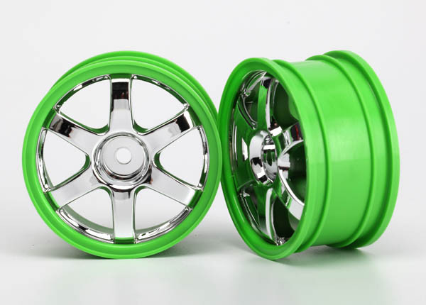 Traxxas 7374 Wheels Volk Racing TE37 Chrome/Green (2)