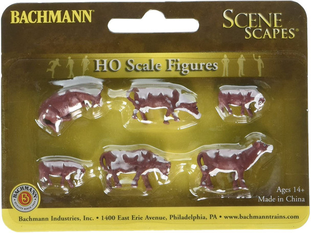 Bachmann Cows Brown/White HO Train Figures 33102