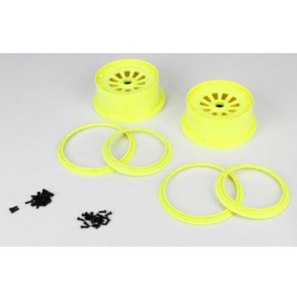 Losi LOSB7035 Wheel & Beadlock Set, Fluorescent Yellow (2) 1/5th Scale 5ive-T