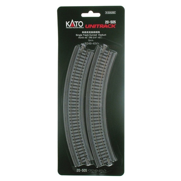 Kato 20-505 249mm 9-3/4" Radius 45-Degree Viaduct (2) : N Scale