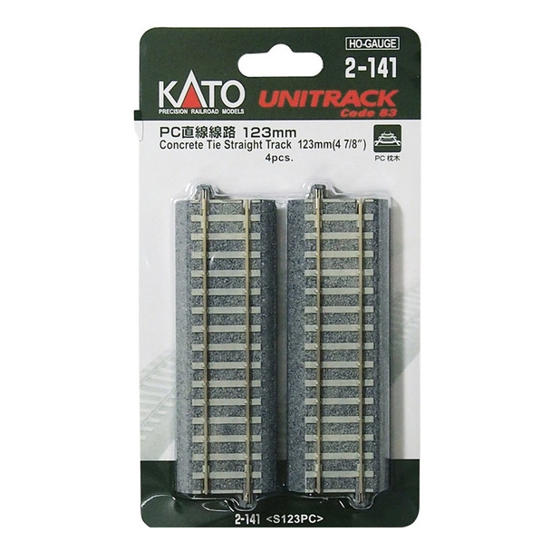 Kato 2141 123mm 4-7/8" Track Straight, Concrete Ties (4) : HO Scale