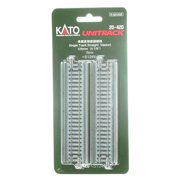 Kato 20-420 124mm 4-7/8" Single Track Straight Viaduct (2) : N Scale