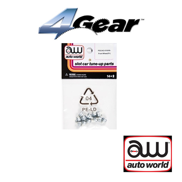 Auto World 4Gear Front Wheel (Pair) (6) Pack : 1:64 / HO Scale Slot Car