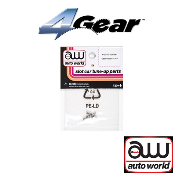 Auto World 4Gear Plate Screw (6) Pack : 1:64 / HO Scale Slot Car