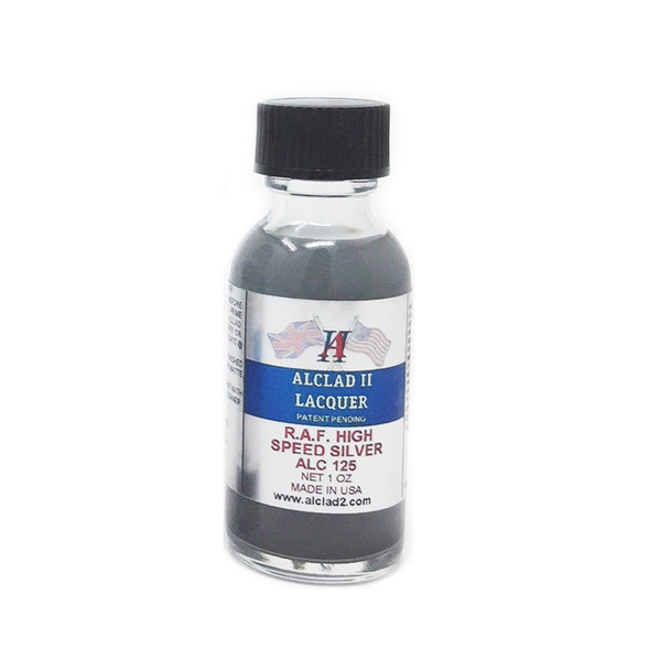 Alclad II Lacquers ALC125 R.A.F. High Speed Silver Laquer Paint Bottle, 1oz