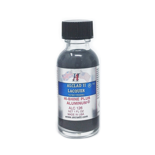 Alclad II Lacquers ALC126 Hi-Shine Plus Aluminum Laquer Paint Bottle, 1oz