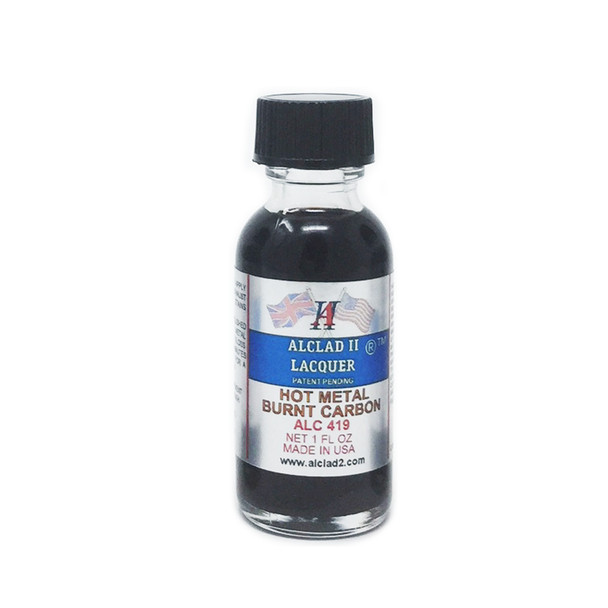 Alclad II Lacquers ALC419 Hot Metal Burnt Carbon Laquer Paint Bottle, 1oz