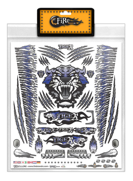 Fire Brand RC CONCEPT TIGER BLUE VINYL DECAL SHEET 8.5X11''