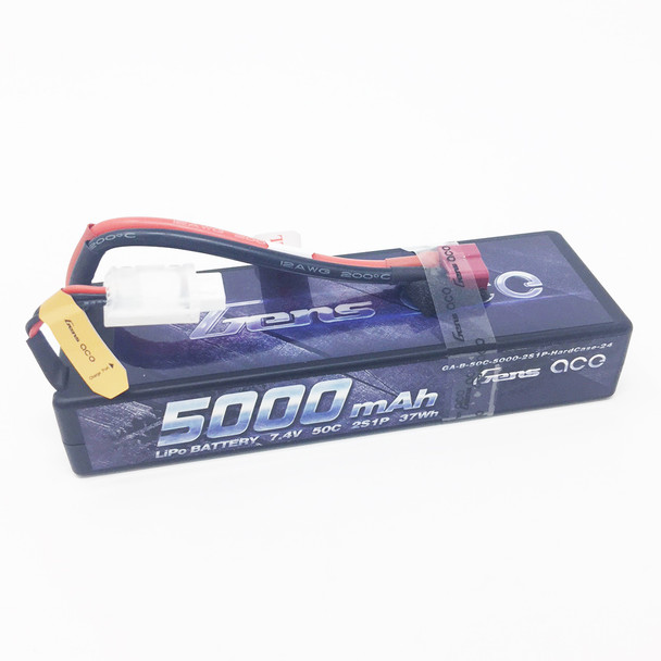 Gens ace 5000mAh 7.4V 2S 1P 50C Lipo Battery w/ T-Style Connector
