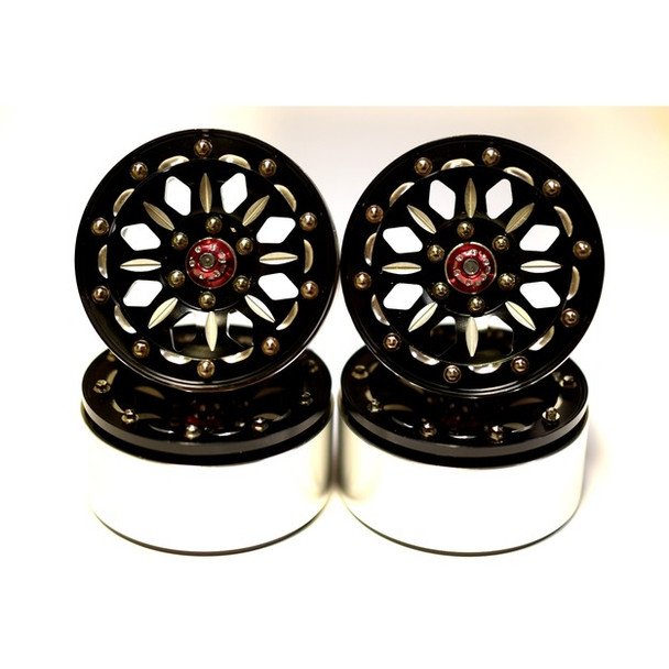 Hot Racing BLW19SLB01 Alum Billet 1.9 Beadlock Wheels w/12mm Hex B-Style (4)